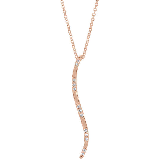 14KT Rose Gold Diamond Freeform Vertical Pendant Necklace, 14KT Rose Gold Diamond Freeform Vertical Pendant Necklace - Legacy Saint Jewelry
