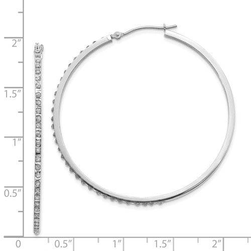 14KT White Gold Diamond Hoop Earrings 49mm, 14KT White Gold Diamond Hoop Earrings 49mm - Legacy Saint Jewelry