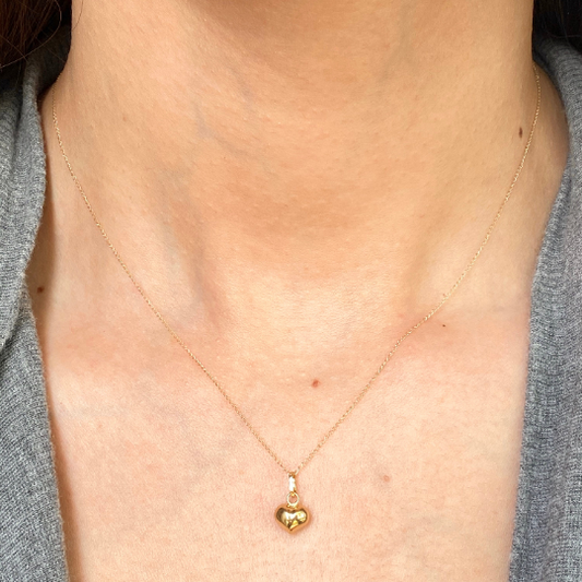 14KT Yellow Gold Polished 3D Puffed Heart Pendant Charm 12mm, 14KT Yellow Gold Polished 3D Puffed Heart Pendant Charm 12mm - Legacy Saint Jewelry