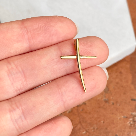 14KT Yellow Gold Curved Cross Pendant Slide