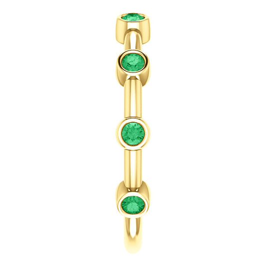 14KT Yellow Gold Bezel-Set Emerald Bar Ring, 14KT Yellow Gold Bezel-Set Emerald Bar Ring - Legacy Saint Jewelry