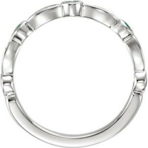 14KT White Gold Pave Diamond + Emerald Band Ring, 14KT White Gold Pave Diamond + Emerald Band Ring - Legacy Saint Jewelry