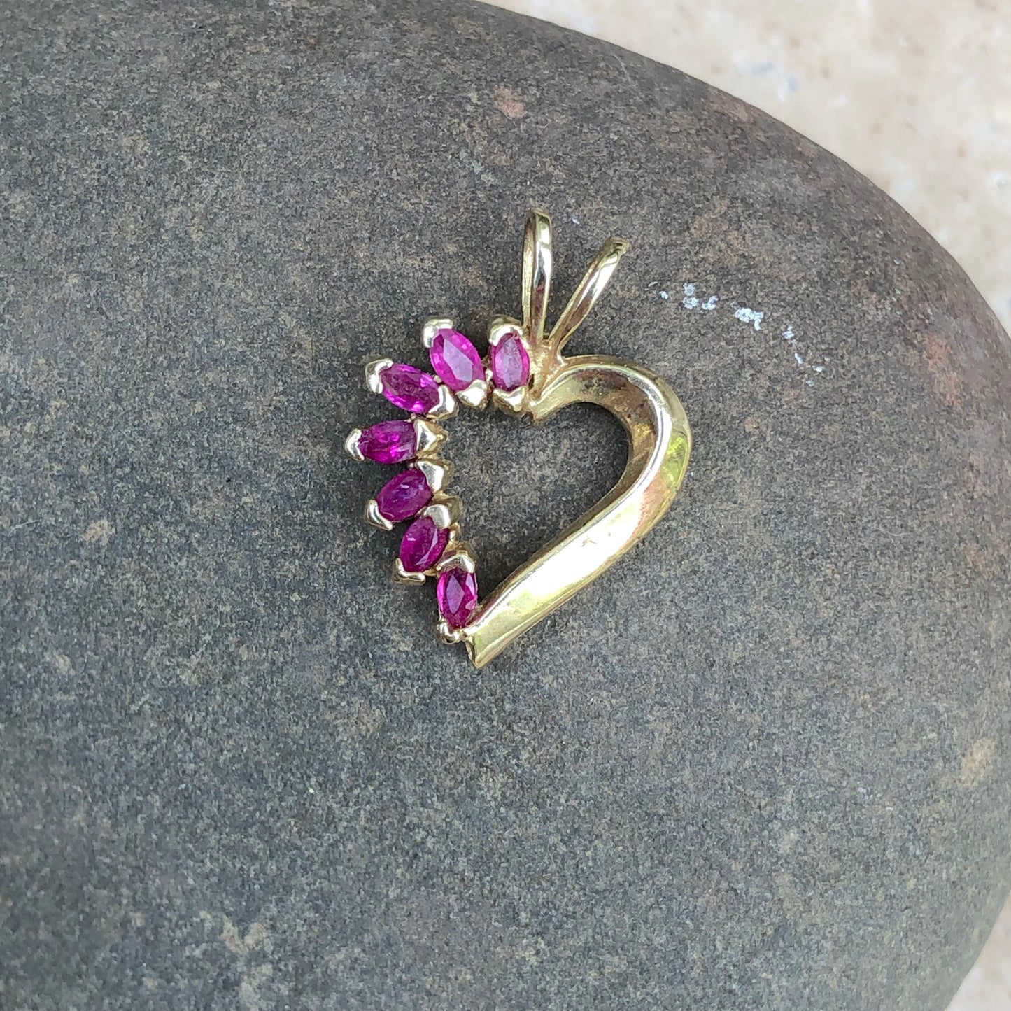 Estate 10KT Yellow Gold Ruby Heart Pendant, Estate 10KT Yellow Gold Ruby Heart Pendant - Legacy Saint Jewelry
