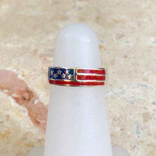 Sterling Silver Enameled USA Flag Toe Ring, Sterling Silver Enameled USA Flag Toe Ring - Legacy Saint Jewelry