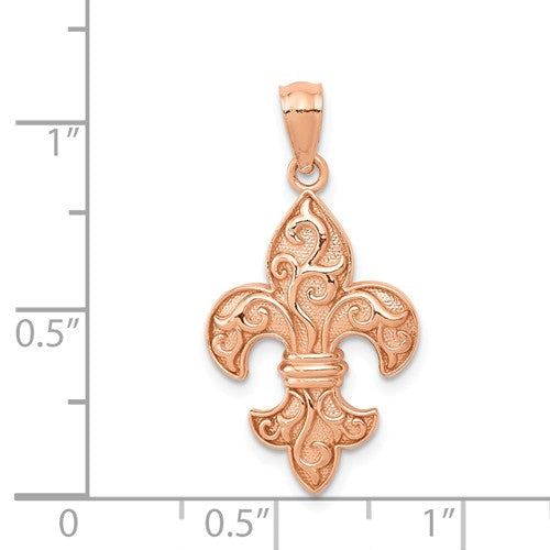 14KT Rose Gold Fleur de Lis Pendant Charm, 14KT Rose Gold Fleur de Lis Pendant Charm - Legacy Saint Jewelry