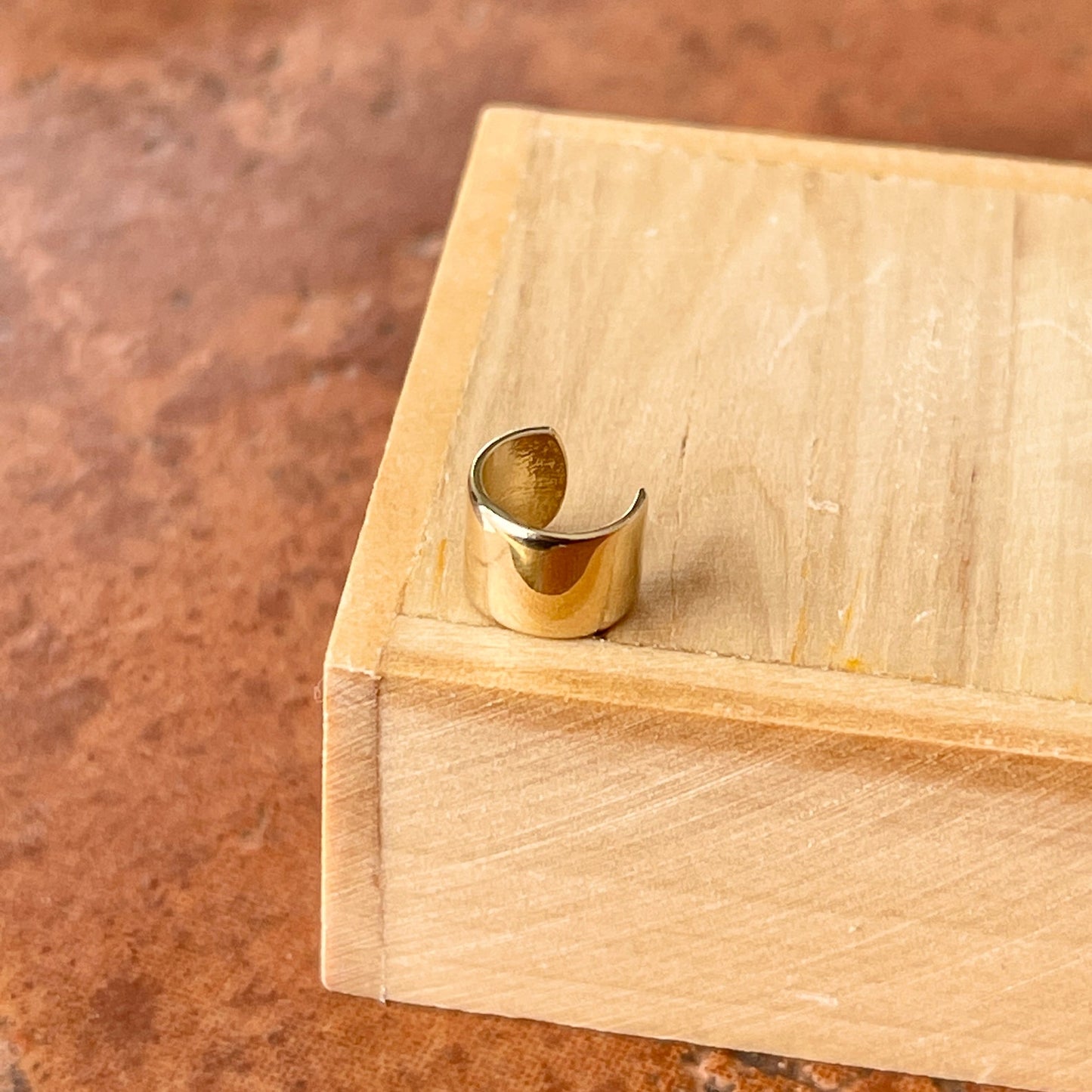 14KT Yellow Gold Wide Adjustable Ear Cuff Earring