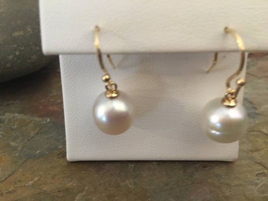 14KT Yellow Gold 12mm Genuine Paspaley South Sea Pearl Drop Earrings - Legacy Saint Jewelry