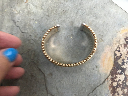 Estate 14KT Yellow Gold + White Gold Weave Mesh Cuff Bracelet - Legacy Saint Jewelry