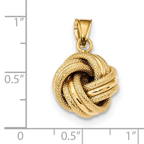 14KT Yellow Gold Textured Love Knot Pendant, 14KT Yellow Gold Textured Love Knot Pendant - Legacy Saint Jewelry
