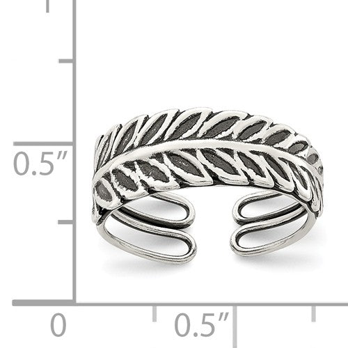 Sterling Silver Antiqued Leaf Toe Ring, Sterling Silver Antiqued Leaf Toe Ring - Legacy Saint Jewelry
