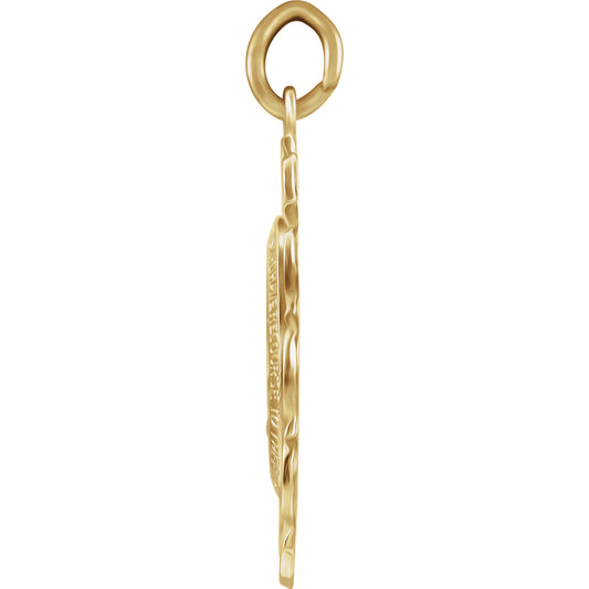 14KT Yellow Gold Oval Scalloped Edge Miraculous Medal 22mm, 14KT Yellow Gold Oval Scalloped Edge Miraculous Medal 22mm - Legacy Saint Jewelry