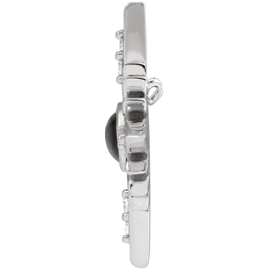 Sterling Silver Onyx + Diamond Celestial Pendant, Sterling Silver Onyx + Diamond Celestial Pendant - Legacy Saint Jewelry