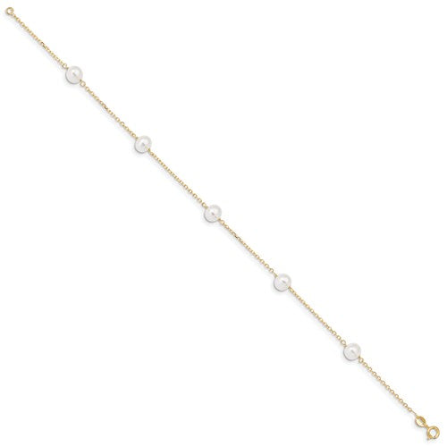 OOO 14KT Yellow Gold Freshwater Pearl Anklet, OOO 14KT Yellow Gold Freshwater Pearl Anklet - Legacy Saint Jewelry