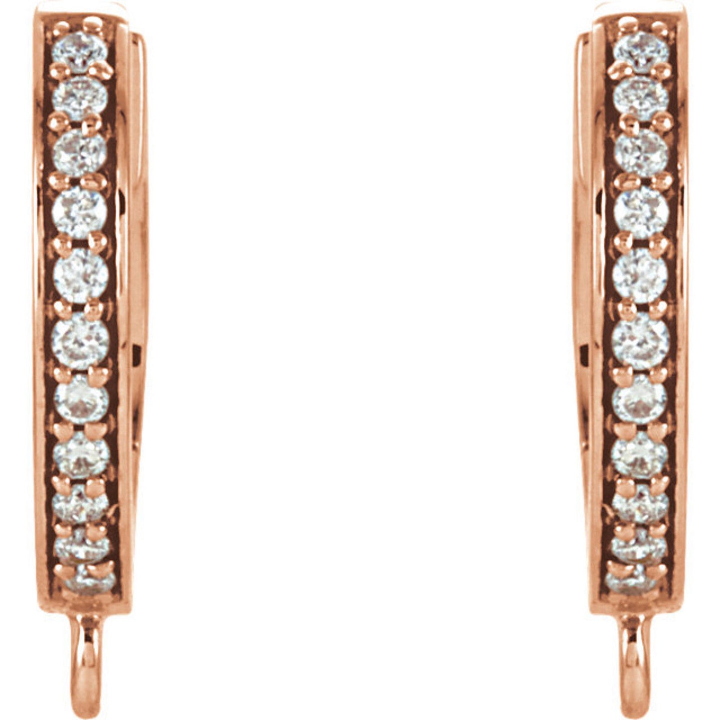 14KT Rose Gold Pave Diamond Huggie Hoop Earrings, 14KT Rose Gold Pave Diamond Huggie Hoop Earrings - Legacy Saint Jewelry