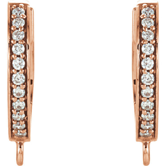 14KT Rose Gold Pave Diamond Huggie Hoop Earrings, 14KT Rose Gold Pave Diamond Huggie Hoop Earrings - Legacy Saint Jewelry