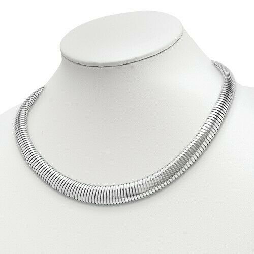 Sterling Silver Ribbed Neck Wire Collar Necklace 16mm, Sterling Silver Ribbed Neck Wire Collar Necklace 16mm - Legacy Saint Jewelry