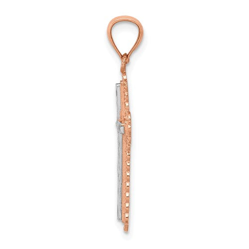 OOO 14KT Rose Gold Diamond-Cut Cross Pendant Charm, OOO 14KT Rose Gold Diamond-Cut Cross Pendant Charm - Legacy Saint Jewelry