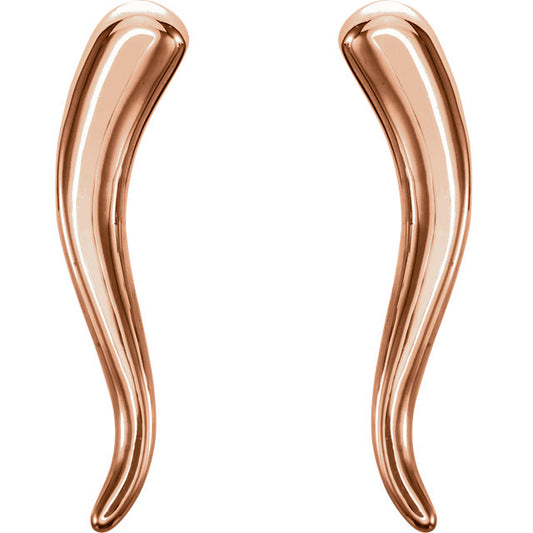 14KT Rose Gold "Cornicello" Italian Horn Stud Earrings, 14KT Rose Gold "Cornicello" Italian Horn Stud Earrings - Legacy Saint Jewelry