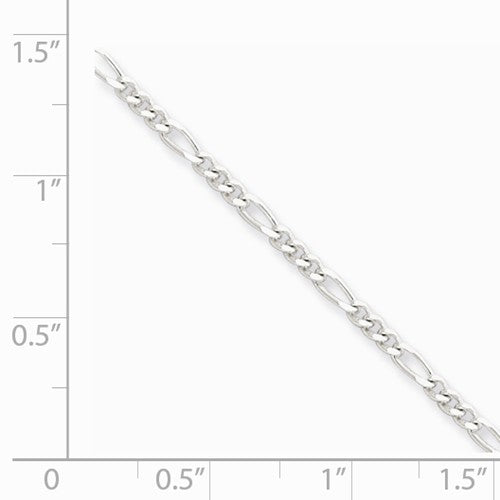 Sterling Silver Diamond-Cut Figaro Link Anklet, Sterling Silver Diamond-Cut Figaro Link Anklet - Legacy Saint Jewelry