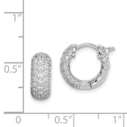 Sterling Silver CZ Hinged Huggie Hoop Earrings, Sterling Silver CZ Hinged Huggie Hoop Earrings - Legacy Saint Jewelry