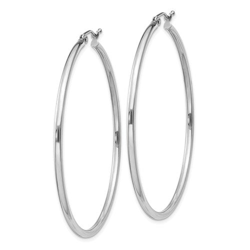 Sterling Silver Thin Hoop Earrings 50mm, Sterling Silver Thin Hoop Earrings 50mm - Legacy Saint Jewelry