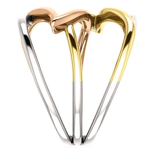 14KT Rose Gold, White Gold + Yellow Gold Criss-Cross Ring, 14KT Rose Gold, White Gold + Yellow Gold Criss-Cross Ring - Legacy Saint Jewelry