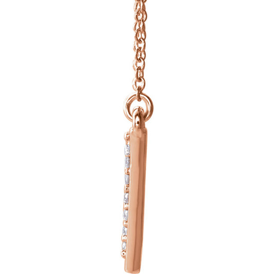 14KT Rose Gold Diamond Triangle Necklace, 14KT Rose Gold Diamond Triangle Necklace - Legacy Saint Jewelry
