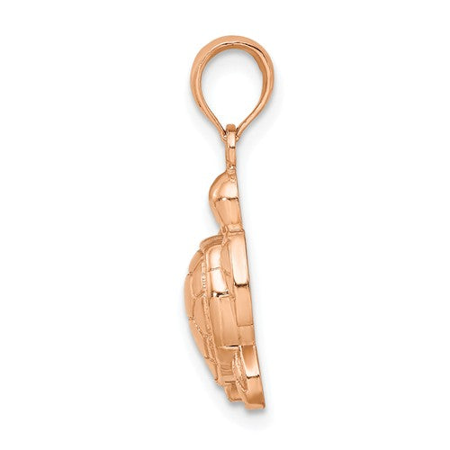 14KT Rose Gold Polished 2-D Sea Turtle Pendant Charm, 14KT Rose Gold Polished 2-D Sea Turtle Pendant Charm - Legacy Saint Jewelry