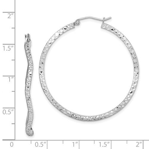 Sterling Silver Wavy Diamond-Cut Hoop Earrings 40mm