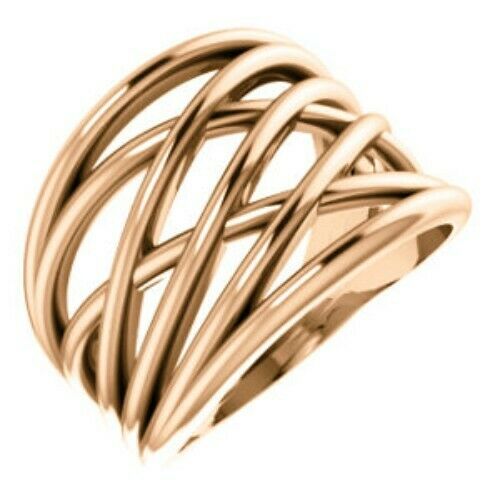 14KT Rose Gold Polished Weave Band Ring, 14KT Rose Gold Polished Weave Band Ring - Legacy Saint Jewelry