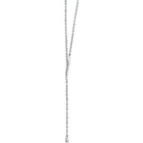 14KT White Gold Bezel Diamond Lariat Necklace, 14KT White Gold Bezel Diamond Lariat Necklace - Legacy Saint Jewelry