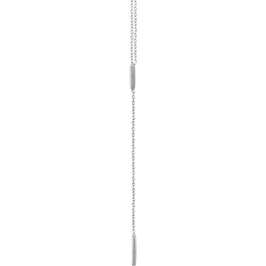 14KT White Gold Triangle Bar Lariat Necklace, 14KT White Gold Triangle Bar Lariat Necklace - Legacy Saint Jewelry
