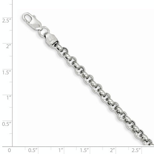 14KT White Gold Polished Fancy Rolo Link Bracelet, 14KT White Gold Polished Fancy Rolo Link Bracelet - Legacy Saint Jewelry