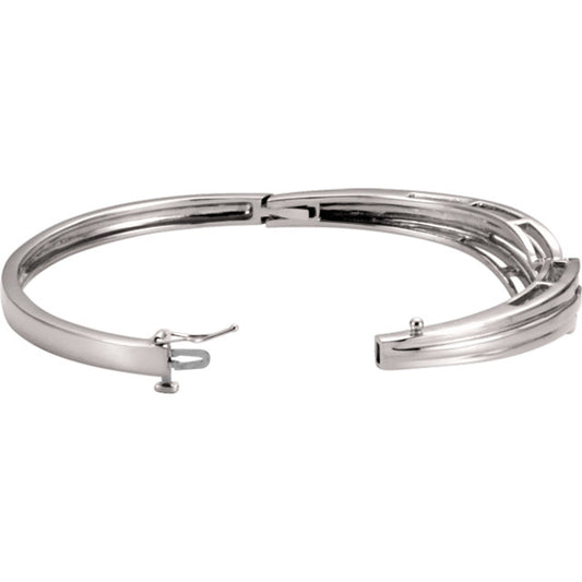 14KT White Gold Weave Hinged Bangle Bracelet, 14KT White Gold Weave Hinged Bangle Bracelet - Legacy Saint Jewelry