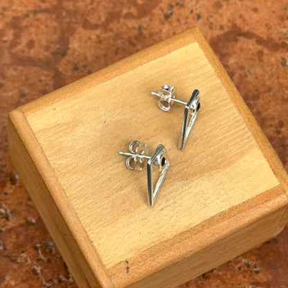 Sterling Silver Onyx Geometric Pyramid Stud Earrings