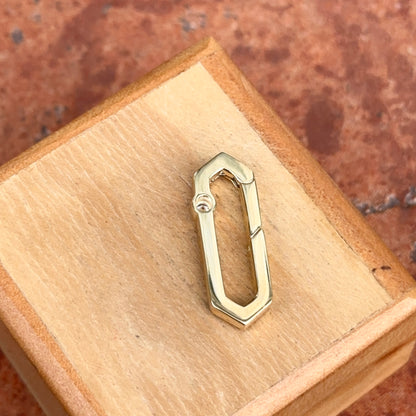 14KT Yellow Gold White Enamel + Bezel Diamond Push In Charm Clasp Connector