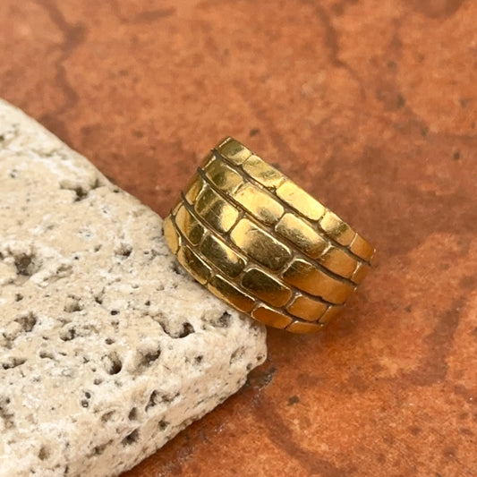 18KT Yellow Gold Wide Brick Design Cigar Band Custom Ring