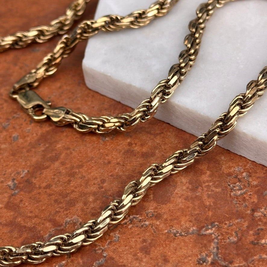 Estate Gold-Plated Sterling Silver 5mm Rope Chain Necklace 21.75" - LSJ