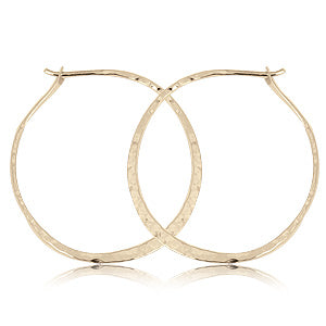 14KT Yellow Gold Hammered Round Hoop Earrings 35mm