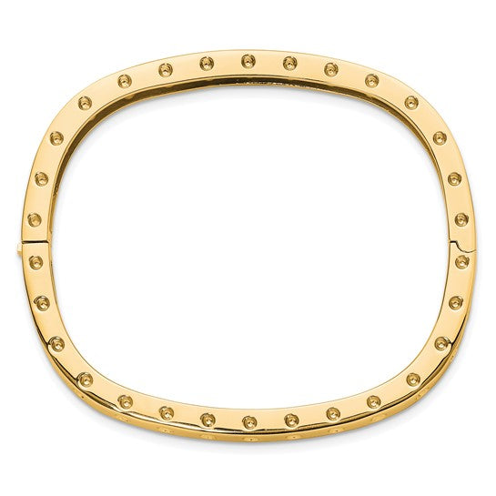 14KT Yellow Gold Notched Square Bangle Bracelet