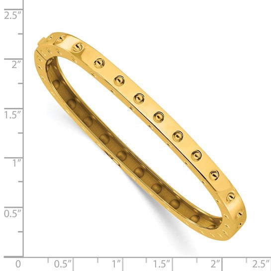 14KT Yellow Gold Notched Square Bangle Bracelet