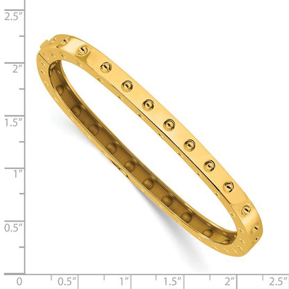 14KT Yellow Gold Notched Square Bangle Bracelet