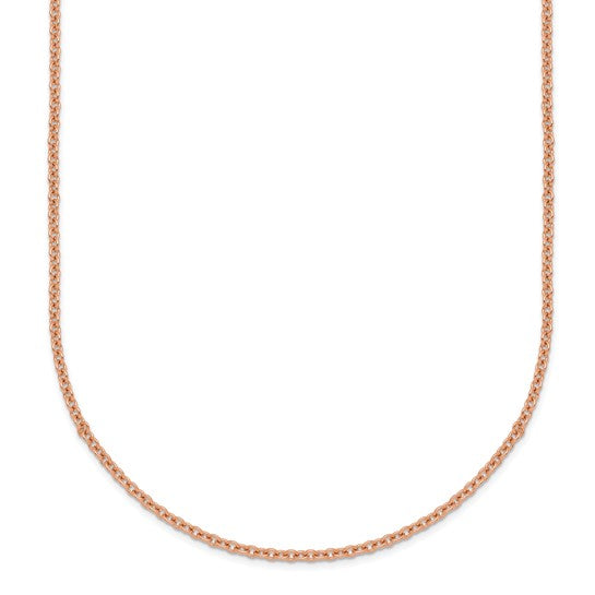 18KT Rose Gold 1.5mm Solid Cable Chain Necklace