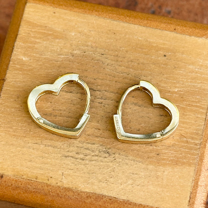 14KT Yellow Gold Heart Huggie Hoop Earrings