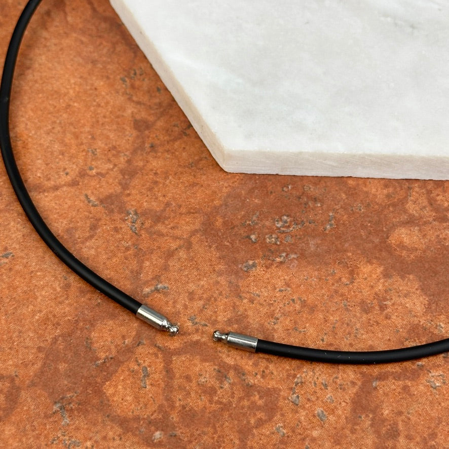 Stainless Steel + 3mm Black Nitrile Rubber Swap Necklace No Clasp