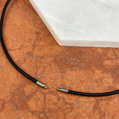 Stainless Steel + 3mm Black Nitrile Rubber Swap Necklace No Clasp
