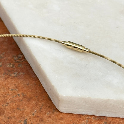 Estate 14KT Yellow Gold 1mm Cable Twist Wire Necklace 17" - LSJ