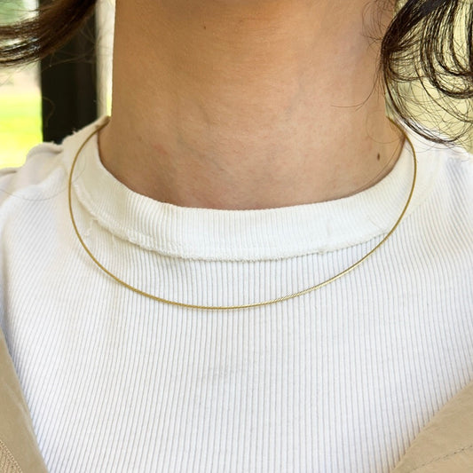 Estate 14KT Yellow Gold 1mm Cable Twist Wire Necklace 17" - LSJ