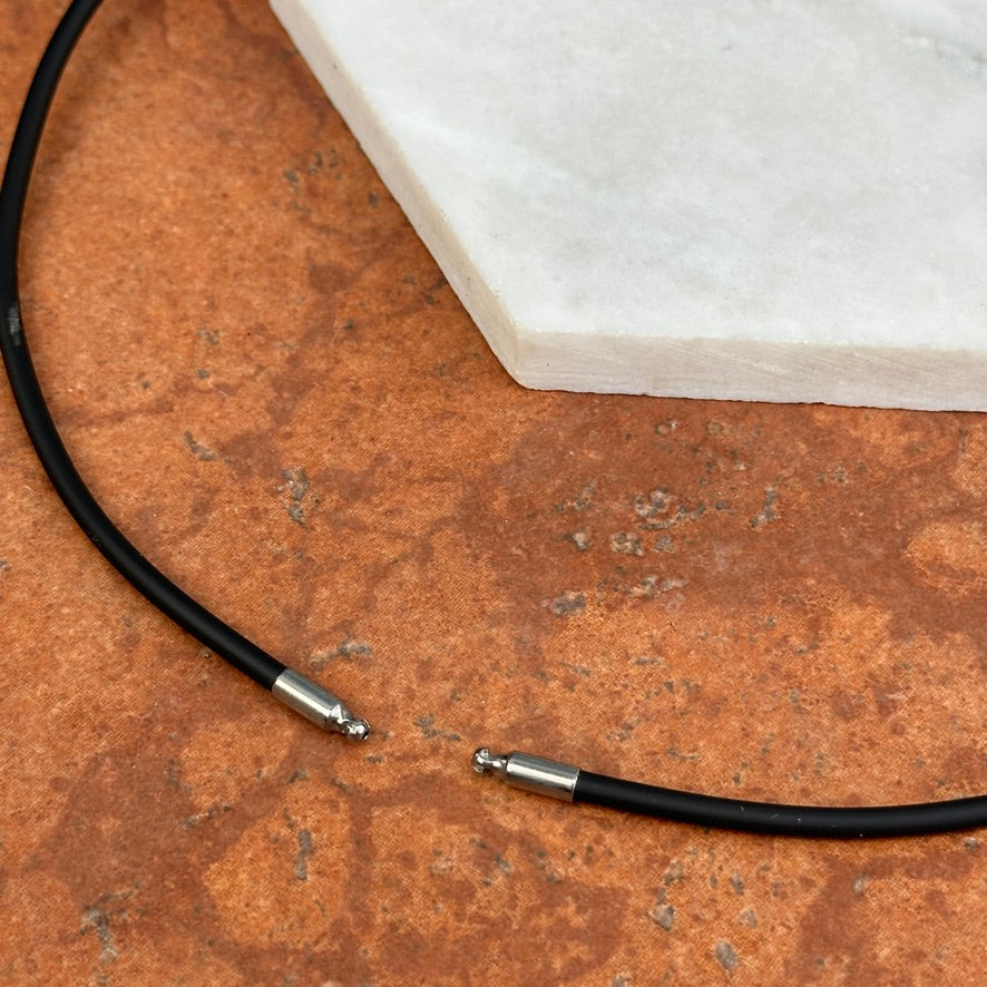 Stainless Steel + 3mm Black Nitrile Rubber Swap Necklace No Clasp