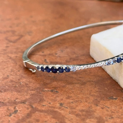 14KT White Gold Ombré Blue Sapphire Bangle Bracelet